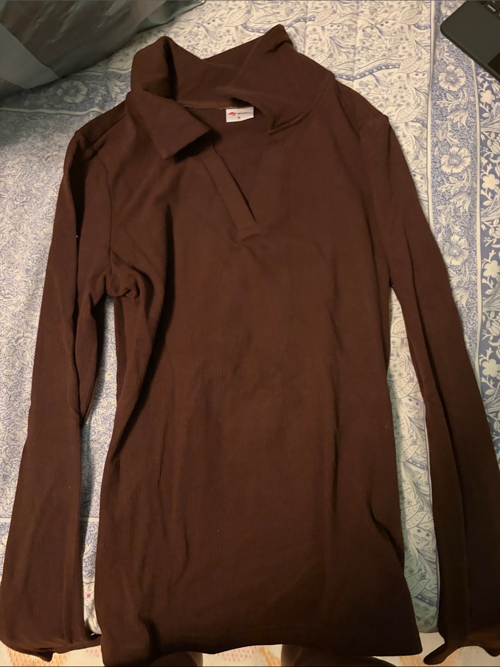 Amazon Women's Long Sleeve Brown Polo Neck Top